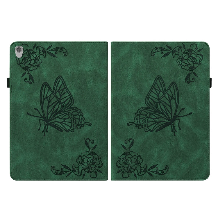 For Lenovo Tab M10 HD 2nd Gen TB-X306X/TB-X306F Butterfly Flower Embossed Leather Tablet Case(Green)