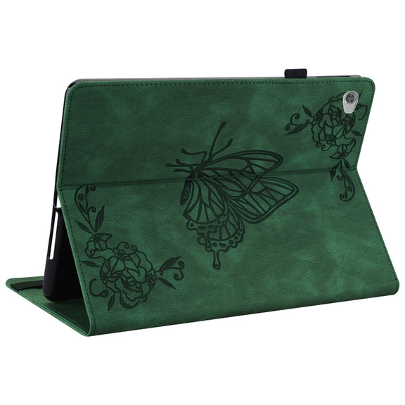 For Lenovo Tab M10 HD 2nd Gen TB-X306X/TB-X306F Butterfly Flower Embossed Leather Tablet Case(Green)