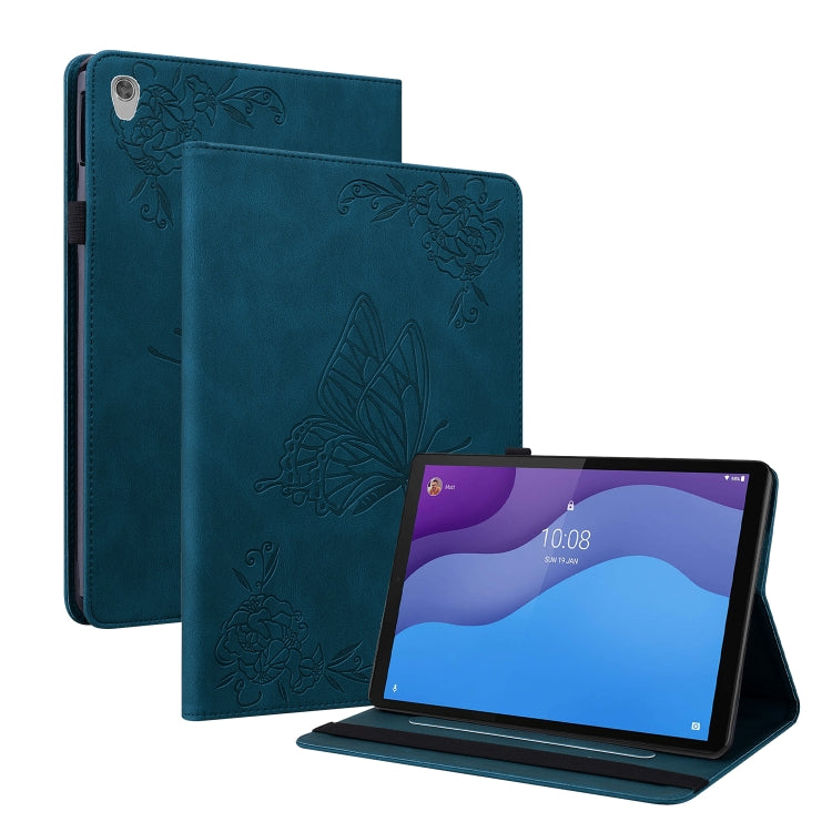 For Lenovo Tab M10 HD 2nd Gen TB-X306X/TB-X306F Butterfly Flower Embossed Leather Tablet Case(Blue) - Lenovo by PMC TechLife | Online Shopping South Africa | PMC TechLife | Buy Now Pay Later Mobicred
