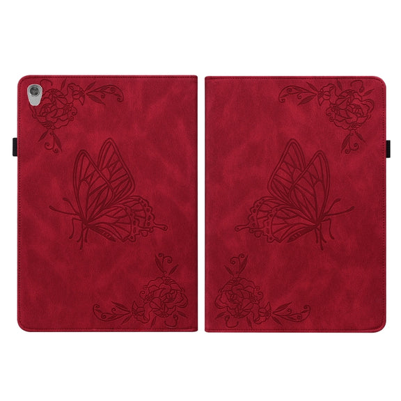For Lenovo Tab M10 HD 2nd Gen TB-X306X/TB-X306F Butterfly Flower Embossed Leather Tablet Case(Red)