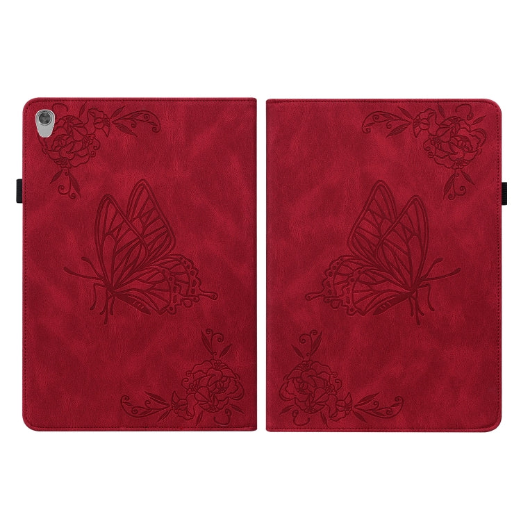 For Lenovo Tab M10 HD 2nd Gen TB-X306X/TB-X306F Butterfly Flower Embossed Leather Tablet Case(Red)