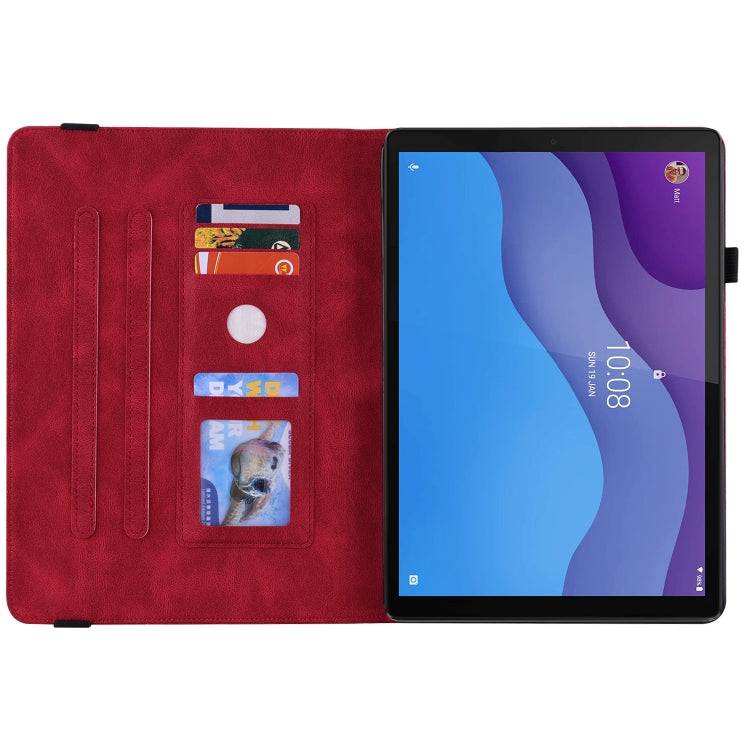 For Lenovo Tab M10 HD 2nd Gen TB-X306X/TB-X306F Butterfly Flower Embossed Leather Tablet Case(Red) - Lenovo by PMC TechLife | Online Shopping South Africa | PMC TechLife | Buy Now Pay Later Mobicred