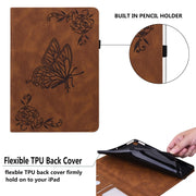 For Lenovo Tab M10 HD 2nd Gen TB-X306X/TB-X306F Butterfly Flower Embossed Leather Tablet Case(Brown)