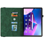 For Lenovo Tab M10 Plus 10.6 3rd Gen Butterfly Flower Embossed Leather Tablet Case(Green)