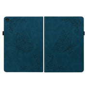 For Lenovo Tab M10 Plus 10.6 3rd Gen Butterfly Flower Embossed Leather Tablet Case(Blue)