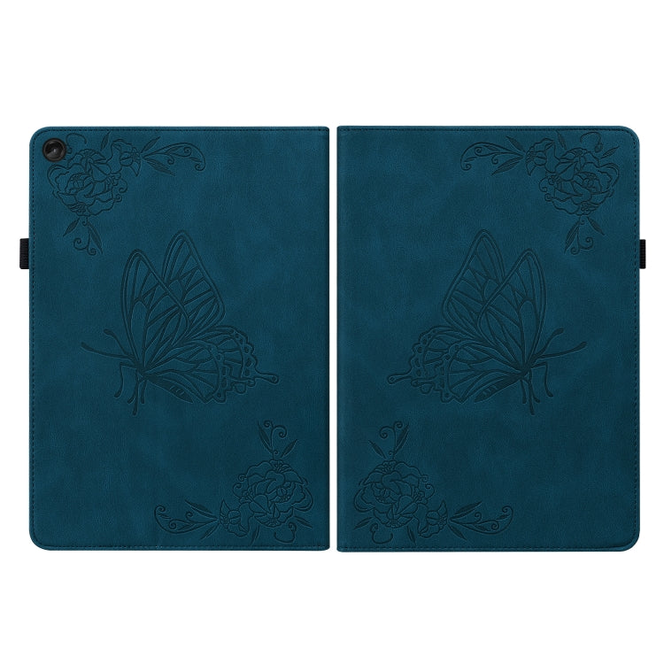 For Lenovo Tab M10 Plus 10.6 3rd Gen Butterfly Flower Embossed Leather Tablet Case(Blue)