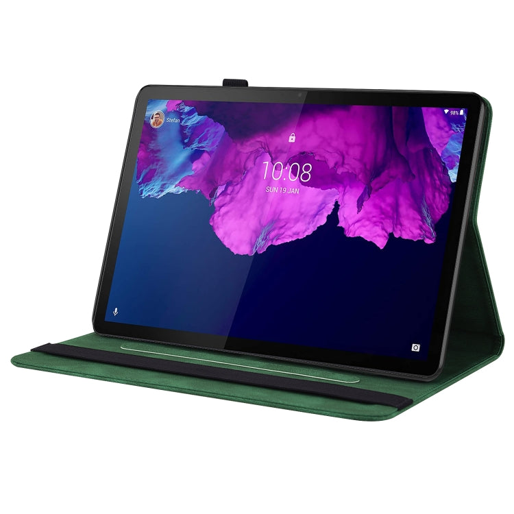 For Lenovo Tab P11 TB-J606F Butterfly Flower Embossed Leather Tablet Case(Green) - Lenovo by PMC TechLife | Online Shopping South Africa | PMC TechLife | Buy Now Pay Later Mobicred