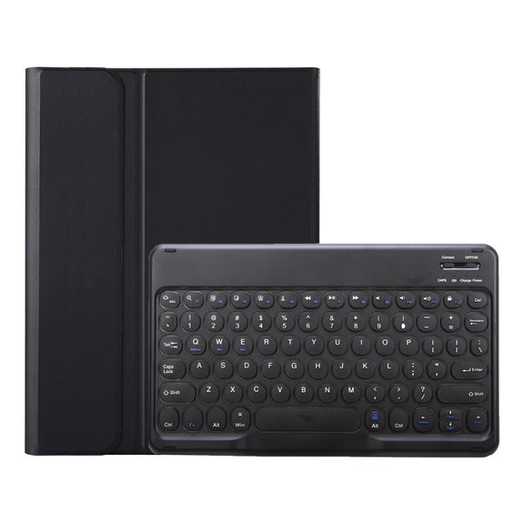 YA08B Lambskin Texture Voltage Round Keycap Bluetooth Keyboard Leather Case For Samsung Galaxy Tab A8 10.5 2021 SM-X200 / SM-X205(Black)