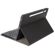 YA08B Lambskin Texture Voltage Round Keycap Bluetooth Keyboard Leather Case For Samsung Galaxy Tab A8 10.5 2021 SM-X200 / SM-X205(Black)