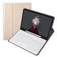 YA08B Lambskin Texture Voltage Round Keycap Bluetooth Keyboard Leather Case For Samsung Galaxy Tab A8 10.5 2021 SM-X200 / SM-X205(Gold) - Samsung Keyboard by PMC TechLife | Online Shopping South Africa | PMC TechLife