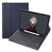 YA700B Lambskin Texture Voltage Round Keycap Bluetooth Keyboard Leather Case For Samsung Galaxy Tab S8 11 inch SM-X700 / SM-X706 & S7 11 inch SM-X700 / SM-T875(Blue)