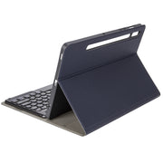 YA700B Lambskin Texture Voltage Round Keycap Bluetooth Keyboard Leather Case For Samsung Galaxy Tab S8 11 inch SM-X700 / SM-X706 & S7 11 inch SM-X700 / SM-T875(Blue)