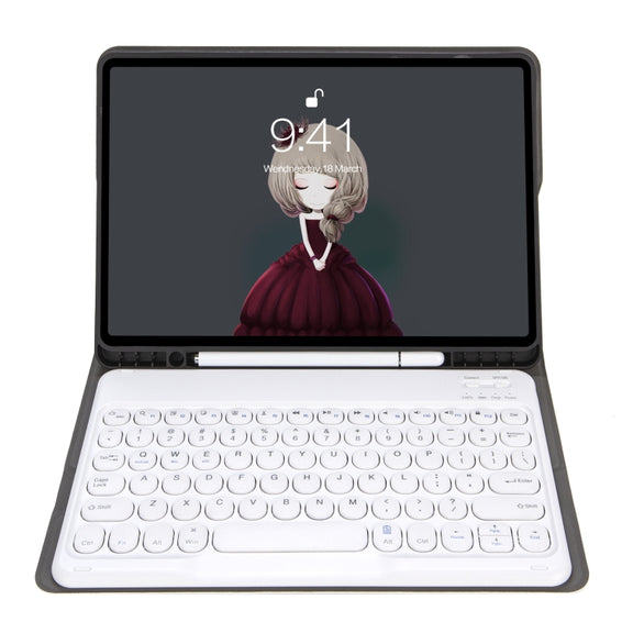 YA700B Lambskin Texture Voltage Round Keycap Bluetooth Keyboard Leather Case For Samsung Galaxy Tab S8 11 inch SM-X700 / SM-X706 & S7 11 inch SM-X700 / SM-T875(Gold)