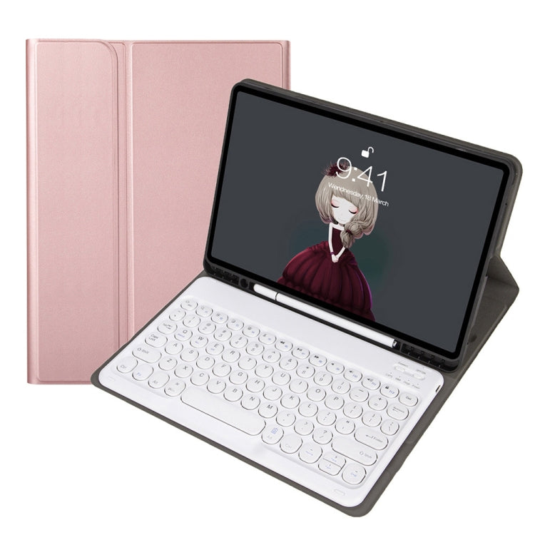 YA700B Lambskin Texture Voltage Round Keycap Bluetooth Keyboard Leather Case For Samsung Galaxy Tab S8 11 inch SM-X700 / SM-X706 & S7 11 inch SM-X700 / SM-T875(Rose Gold) - Samsung Keyboard by PMC TechLife | Online Shopping South Africa | PMC TechLife