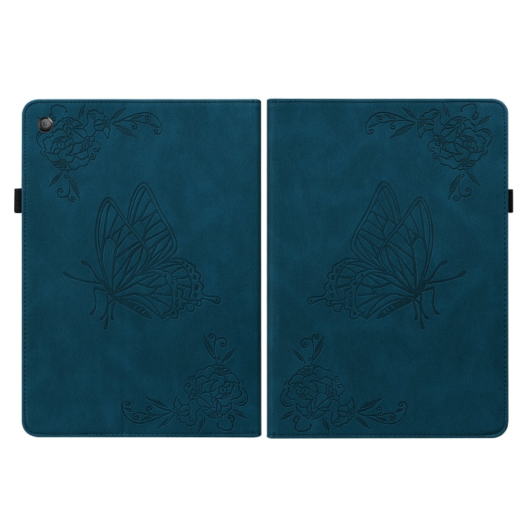 For Amazon Kindle Fire HD 10 2019 / 2017 Butterfly Flower Embossed Leather Tablet Case(Blue) - Amazon by PMC TechLife | Online Shopping South Africa | PMC TechLife | Buy Now Pay Later Mobicred