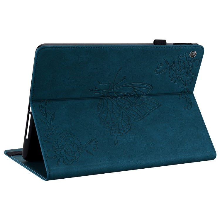 For Amazon Kindle Fire HD 10 2019 / 2017 Butterfly Flower Embossed Leather Tablet Case(Blue) - Amazon by PMC TechLife | Online Shopping South Africa | PMC TechLife | Buy Now Pay Later Mobicred