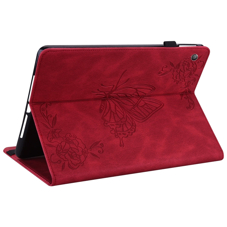 For Amazon Kindle Fire HD 10 2019 / 2017 Butterfly Flower Embossed Leather Tablet Case(Red) - Amazon by PMC TechLife | Online Shopping South Africa | PMC TechLife | Buy Now Pay Later Mobicred