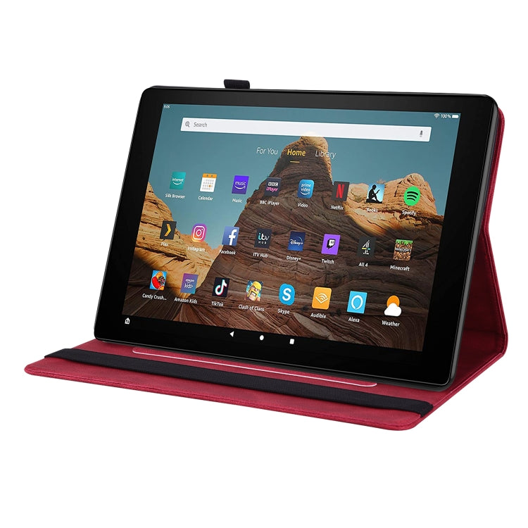 For Amazon Kindle Fire HD 10 2019 / 2017 Butterfly Flower Embossed Leather Tablet Case(Red) - Amazon by PMC TechLife | Online Shopping South Africa | PMC TechLife | Buy Now Pay Later Mobicred