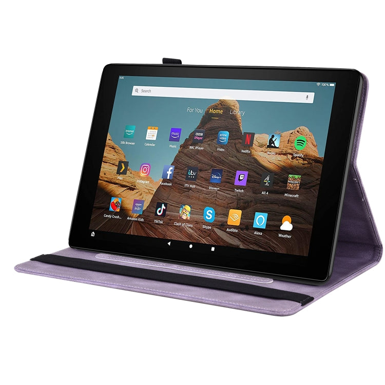 For Amazon Kindle Fire HD 10 2019 / 2017 Butterfly Flower Embossed Leather Tablet Case(Purple) - Amazon by PMC TechLife | Online Shopping South Africa | PMC TechLife | Buy Now Pay Later Mobicred