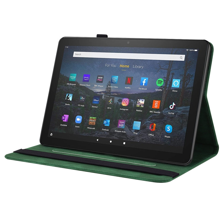 For Amazon Kindle Fire HD 10 2021 / 10 Plus 2021 Butterfly Flower Embossed Leather Tablet Case(Green) - Amazon by PMC TechLife | Online Shopping South Africa | PMC TechLife | Buy Now Pay Later Mobicred