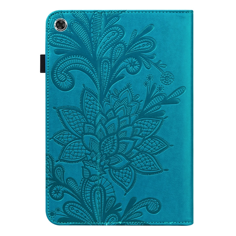 For Lenovo M10 Plus 10.6 3rd Gen 2022 Lace Flower Embossing Pattern Leather Tablet Case(Blue) - Lenovo by PMC TechLife | Online Shopping South Africa | PMC TechLife | Buy Now Pay Later Mobicred