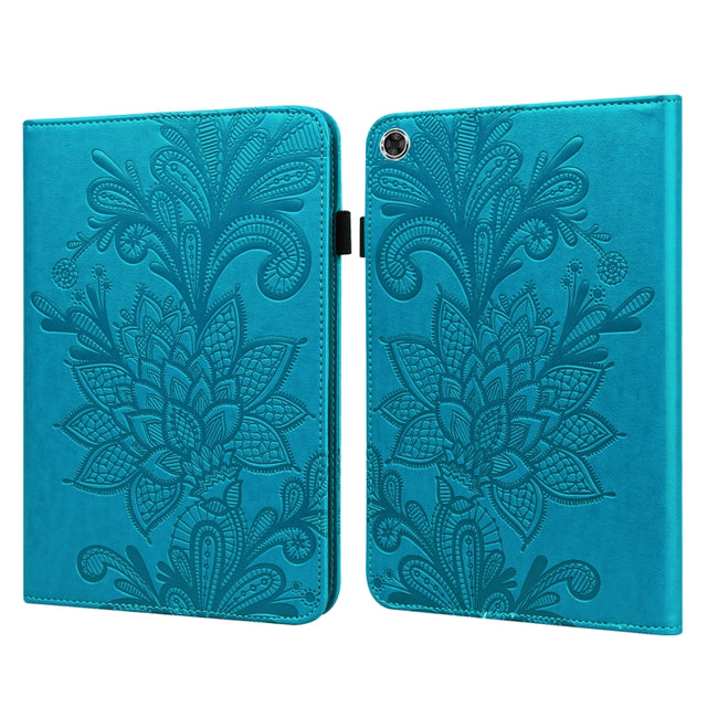 For Lenovo M10 Plus 10.6 3rd Gen 2022 Lace Flower Embossing Pattern Leather Tablet Case(Blue)