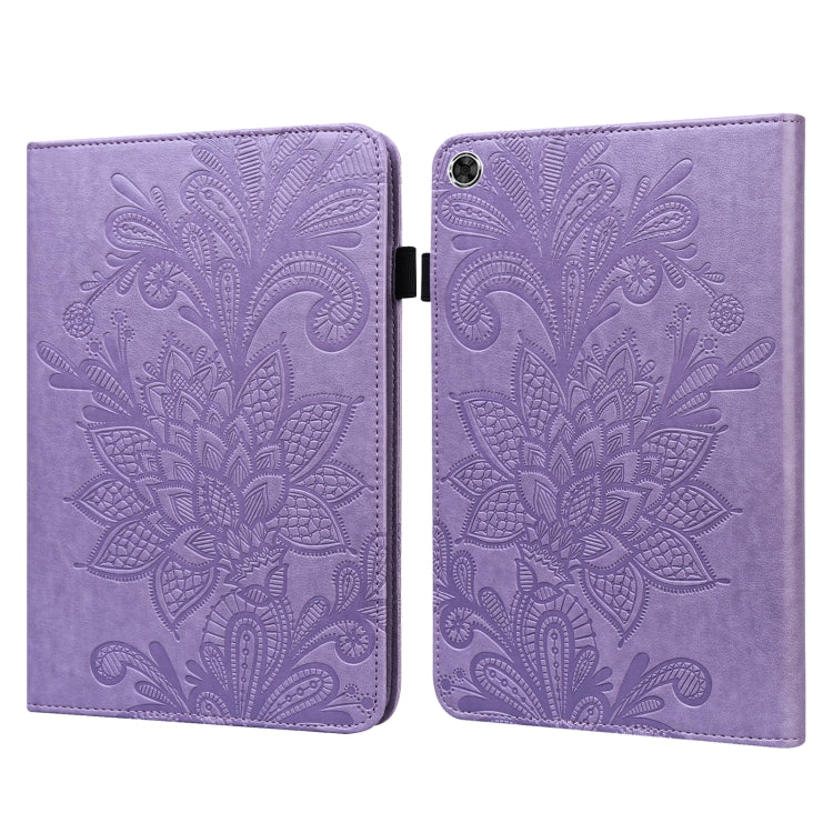 For Lenovo M10 Plus 10.6 3rd Gen 2022 Lace Flower Embossing Pattern Leather Tablet Case(Purple) - Lenovo by PMC TechLife | Online Shopping South Africa | PMC TechLife | Buy Now Pay Later Mobicred