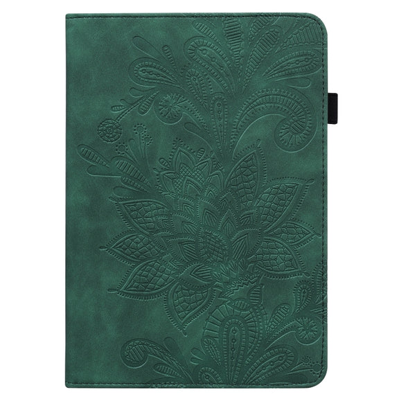 For Lenovo M10 Plus 10.6 3rd Gen 2022 Lace Flower Embossing Pattern Leather Tablet Case(Green)