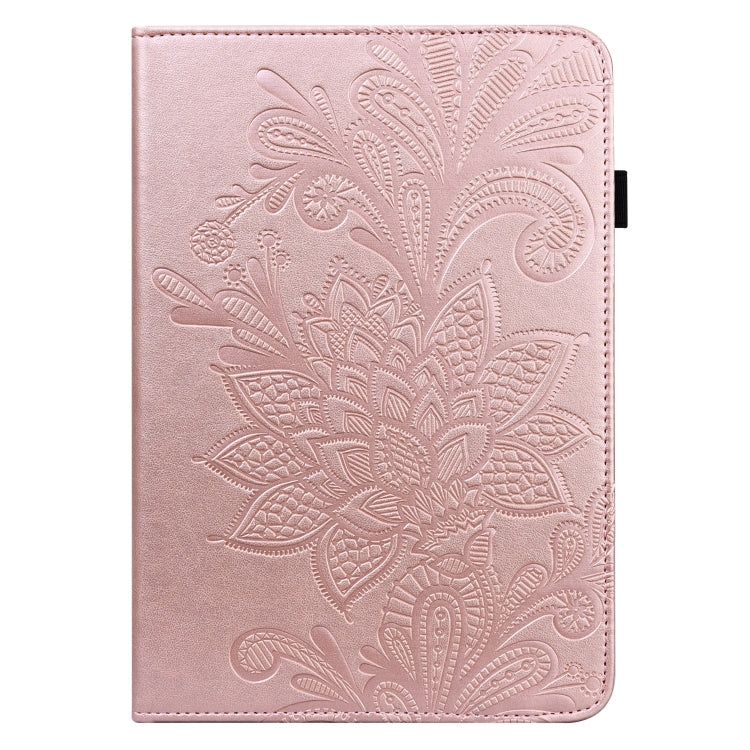 For Lenovo M10 Plus 10.6 3rd Gen 2022 Lace Flower Embossing Pattern Leather Tablet Case(Gold)