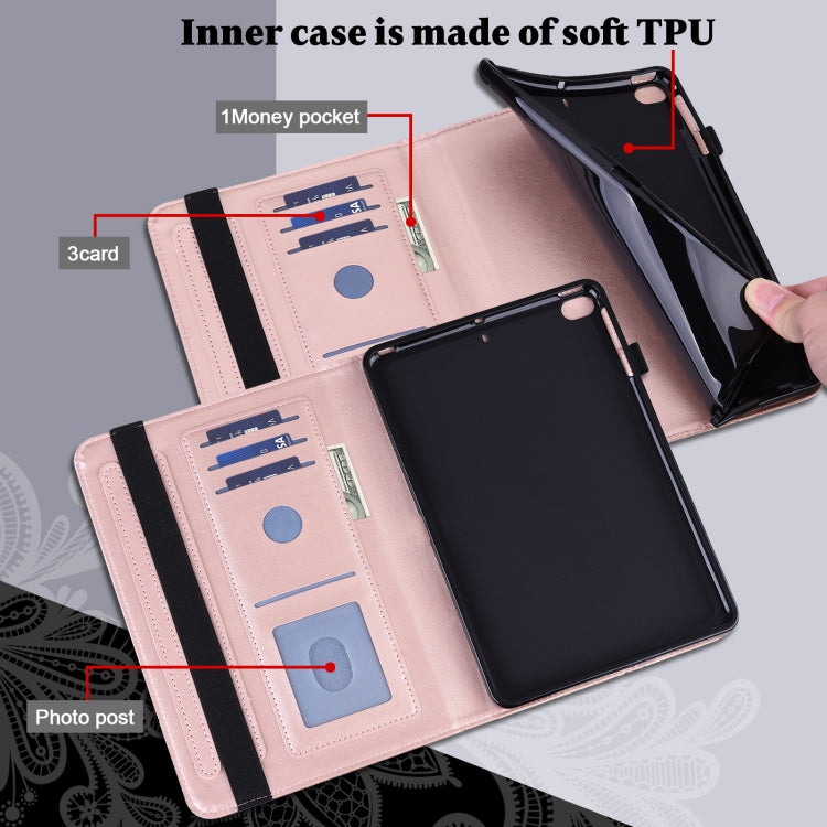 For Lenovo M10 Plus 10.6 3rd Gen 2022 Lace Flower Embossing Pattern Leather Tablet Case(Gold)