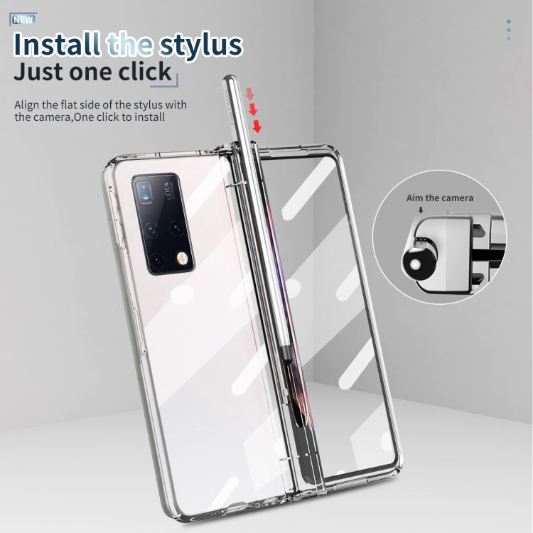 For Huawei Mate X2 Electroplating Hinge Phone Case with Stylus(Transparent)