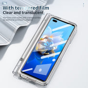 For Huawei Mate X2 Full Body Electroplating Hinge Phone Case with Stylus(Transparent)