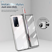 For Huawei Mate X2 Full Body Electroplating Hinge Phone Case with Stylus(Transparent)