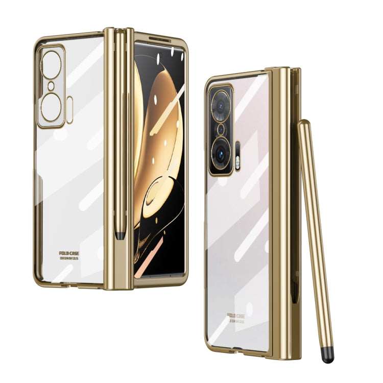 For Honor Magic V Full Body Electroplating Hinge Phone Case with Stylus(Gold) - Honor Cases by PMC TechLife | Online Shopping South Africa | PMC TechLife