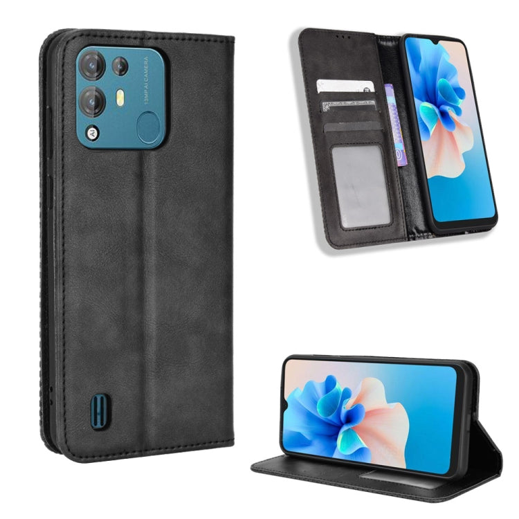 For Blackview A55 Pro Magnetic Buckle Retro Texture Leather Phone Case(Black) - free shipping - PMC TechLife - Order now!