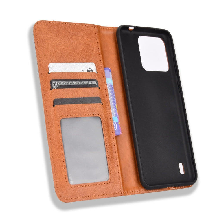 For Blackview A55 Pro Magnetic Buckle Retro Texture Leather Phone Case(Brown) - More Brand by PMC TechLife | Online Shopping South Africa | PMC TechLife | Buy Now Pay Later Mobicred