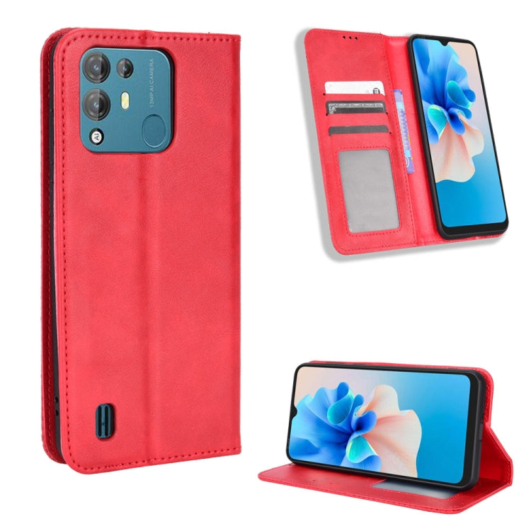 For Blackview A55 Pro Magnetic Buckle Retro Texture Leather Phone Case(Red) - More Brand by PMC TechLife | Online Shopping South Africa | PMC TechLife | Buy Now Pay Later Mobicred