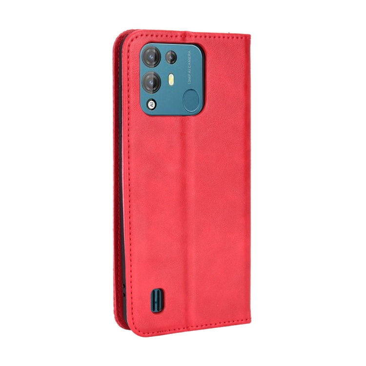 For Blackview A55 Pro Magnetic Buckle Retro Texture Leather Phone Case(Red) - More Brand by PMC TechLife | Online Shopping South Africa | PMC TechLife | Buy Now Pay Later Mobicred