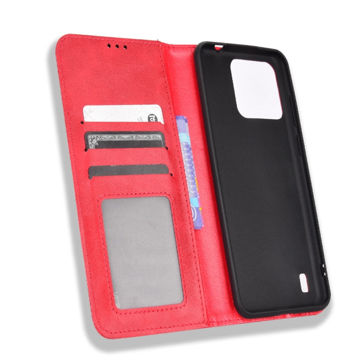For Blackview A55 Pro Magnetic Buckle Retro Texture Leather Phone Case(Red) - More Brand by PMC TechLife | Online Shopping South Africa | PMC TechLife | Buy Now Pay Later Mobicred