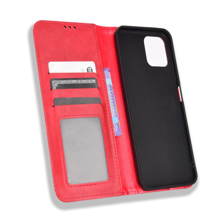 For Blackview A95 Magnetic Buckle Retro Texture Leather Phone Case(Red) - More Brand by PMC TechLife | Online Shopping South Africa | PMC TechLife | Buy Now Pay Later Mobicred