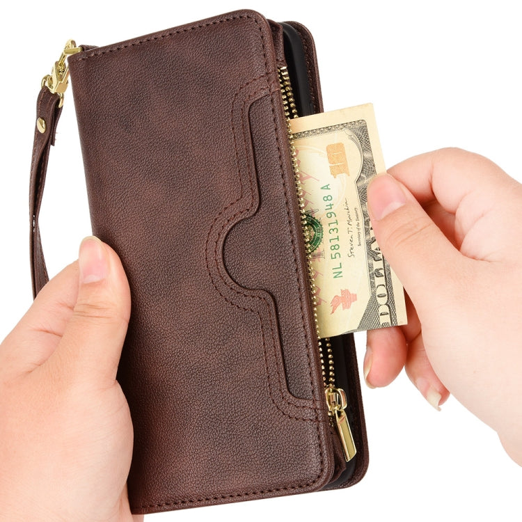 For Doogee S88 Pro / S88 Plus Litchi Texture Zipper Leather Phone Case(Brown) - Doogee Cases by PMC TechLife | Online Shopping South Africa | PMC TechLife | Buy Now Pay Later Mobicred