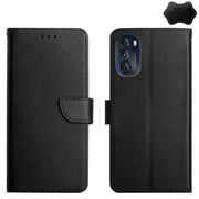 For Motorola Moto G 5G 2022 Genuine Leather Fingerprint-proof Horizontal Flip Phone Case(Black)
