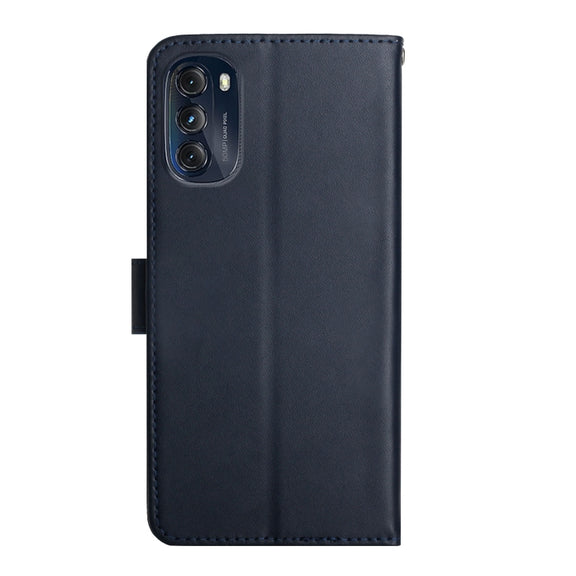 For Motorola Moto G 5G 2022 Genuine Leather Fingerprint-proof Horizontal Flip Phone Case(Blue)