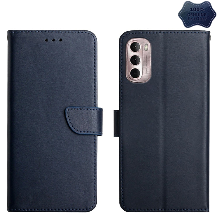 For Motorola Moto G Stylus 5G 2022 Genuine Leather Fingerprint-proof Horizontal Flip Phone Case(Blue) - Motorola Cases by PMC TechLife | Online Shopping South Africa | PMC TechLife | Buy Now Pay Later Mobicred