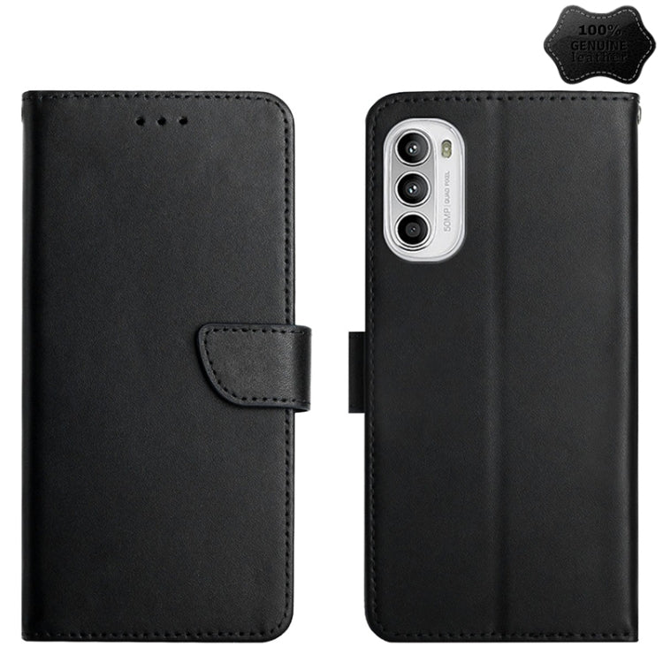 For Motorola Moto G52 Genuine Leather Fingerprint-proof Horizontal Flip Phone Case(Black) - Motorola Cases by PMC TechLife | Online Shopping South Africa | PMC TechLife | Buy Now Pay Later Mobicred