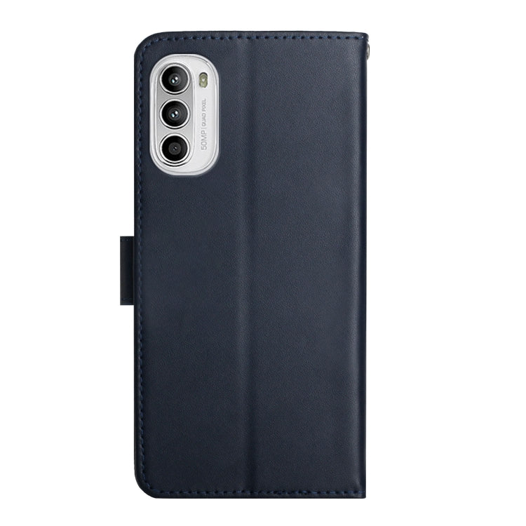 For Motorola Moto G52 Genuine Leather Fingerprint-proof Horizontal Flip Phone Case(Blue)