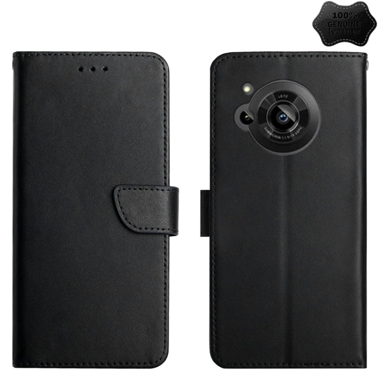 For Sharp Aquos R7 Genuine Leather Fingerprint-proof Horizontal Flip Phone Case(Black) - More Brand by PMC TechLife | Online Shopping South Africa | PMC TechLife | Buy Now Pay Later Mobicred