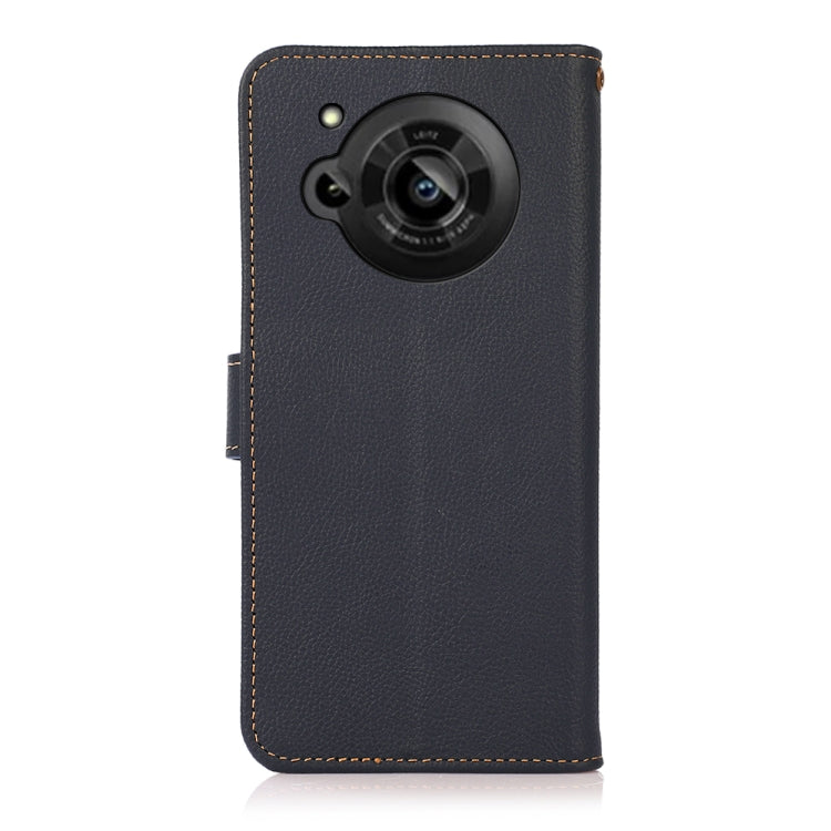 For Sharp Aquos R7 KHAZNEH Custer Genuine Leather RFID Phone Case(Blue) - More Brand by PMC TechLife | Online Shopping South Africa | PMC TechLife | Buy Now Pay Later Mobicred