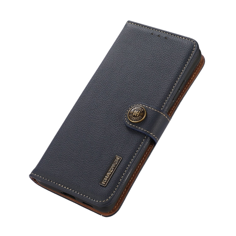 For Sharp Aquos R7 KHAZNEH Custer Genuine Leather RFID Phone Case(Blue) - More Brand by PMC TechLife | Online Shopping South Africa | PMC TechLife | Buy Now Pay Later Mobicred