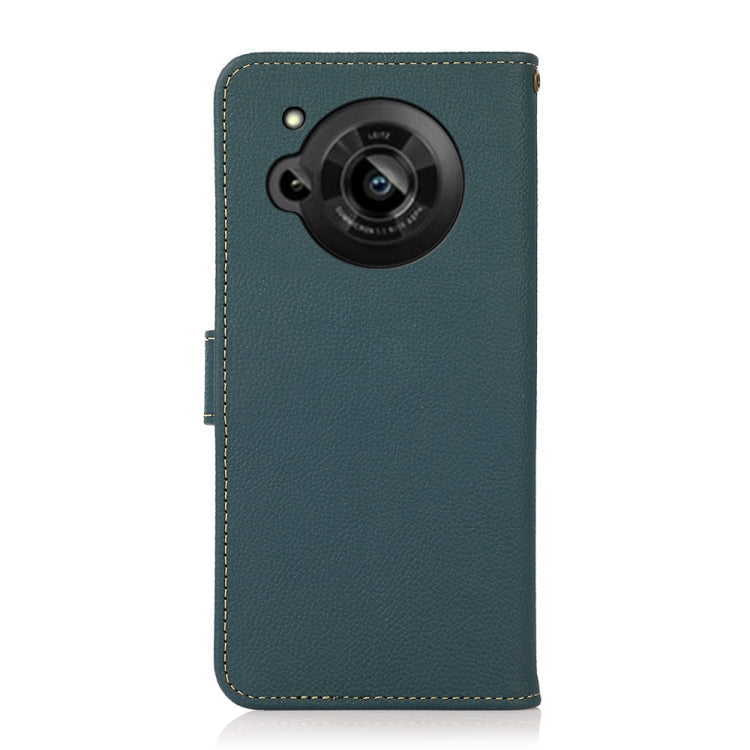 For Sharp Aquos R7 KHAZNEH Custer Genuine Leather RFID Phone Case(Green) - More Brand by PMC TechLife | Online Shopping South Africa | PMC TechLife | Buy Now Pay Later Mobicred
